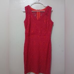 Signature by Sangria Red Lace Midi Dress